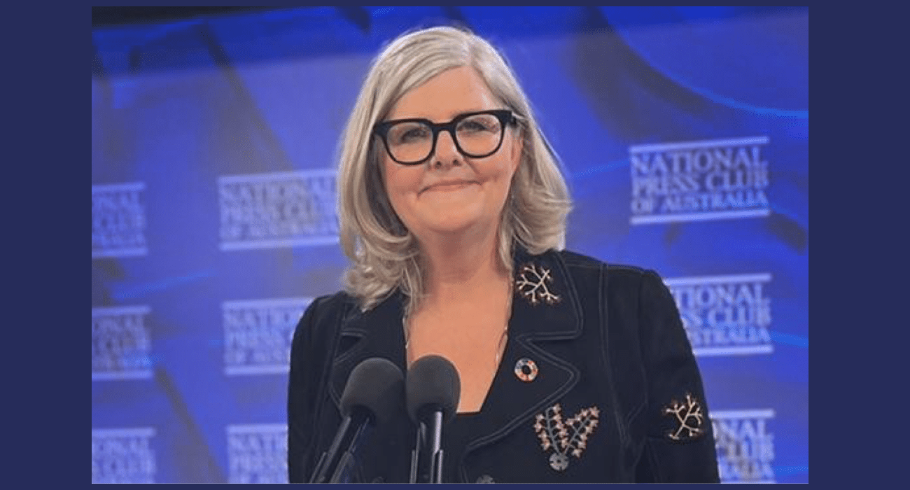 Sam Mostyn speaks at the National Press Club of Australia